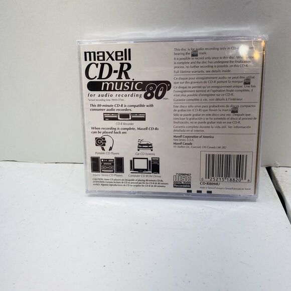 Maxell CD-R Music 80 min for audio recording Rip Disc Play Back In Car disc man - Picture 2 of 11